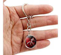 Bodmind Douze Constellations Porte-Clés Touches,Symbole Rouge Vif Art De La Mode Porte-Clés Lumineux Cabochon Double Face Boule De Verre Sac De Voiture Pendentif Porte-Clés Pivotant