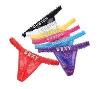 Bodmind Personnalisé Sexy Dentelle Lettres G-String String,Personnalisé Culotte Femmes String Cristal Lettre Nom DIY Bikini String pour Couples Anniversaire Rencontres,Noir,M
