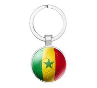 Bodmind Porte-Clés Flag Touches,Étoile Verte Sénégal Drapeau Art Football Modèle Sac De Voiture Portefeuille Ornements Accessoire D’Artisanat pour Décoration Cabochon Pendentif Cadeaux Suspendus B