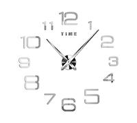 BODOBTF 2D/3D Grand Chiffres Romains Acrylique Miroir Horloge Murale Autocollant Mode Bricolage Horloges Quartz Montre Décoration de la Maison Salon Autocollants (Argent F, 68 cm 2D (sans EVA)