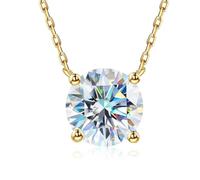 BODOBTF Collier en moissanite avec pendentif rond brillant 1 carat, taille unique, 45 cm_Blanc, Agate