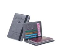 BODOBTF Couverture de passeport en cuir avec bande élastique pour homme et femme, gris, Taille unique