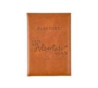 BODOBTF Couverture de passeport en polyuréthane à changement de couleur avec lettre imprimée, porte-passeport, clip pour billet d'avion pour hommes et femmes, accessoires de voyage, marron, Taille