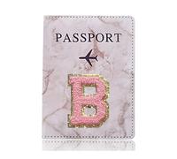 BODOBTF Étui de protection tendance pour passeport - Motif lettre brodée - Portefeuille - En cuir synthétique - Unisexe, A 1465 (B), Taille unique