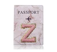BODOBTF Étui de protection tendance pour passeport - Motif lettre brodée - Portefeuille - En cuir synthétique - Unisexe, A 1489 (Z), Taille unique