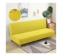 BODOBTF Housse de canapé-lit en tissu polaire sans accoudoirs, couleur unie sans accoudoirs, grande housse élastique pliable pour décoration de maison, banc (jaune, L 190-210 cm)