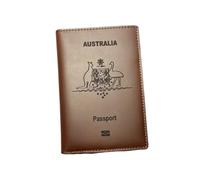 BODOBTF Housse de passeport australien en cuir de vachette personnalisable - Accessoires de voyage complets, Aucun nom, Taille unique