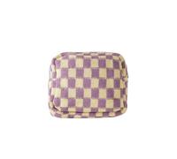 BODOBTF Ins Trousse de maquillage tricotée à motif damier pour femme - Mini trousse de maquillage mignonne en treillis - Multifonction - Étui de rangement, Couleur n°8, Taille unique