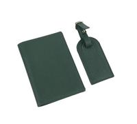 BODOBTF Porte-passeport en cuir synthétique pour étiquette de bagage - Coffret cadeau - Accessoires de voyage, Vert, Taille unique