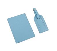 BODOBTF Porte-passeport en cuir synthétique pour étiquette de bagage - Coffret cadeau - Accessoires de voyage, bleu ciel, Taille unique