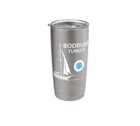 Bodrum Turquie Goélette de bateau à voile Motif vacances Gobelet isotherme en acier inoxydable double paroi