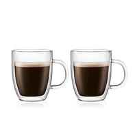 Bodum - 10604-10 - Bistro - Set de 2 Mugs en Verre Double Paroi avec Anse - 30 cl,Transparent