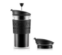 Bodum 11102-01S Mug à Piston Isotherme en Plastique, couvercle à Clapet, 0.35 L, Plastique, Noir, Transparent, 8, 9 cm, 7, 1 x 8, 9 x 17, 2 cm