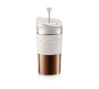 Bodum 11102-913S Mug à Piston Isotherme Couvercle à Clapet, Blanc, Transparent, 0,35 L, Plastique, 8,9 cm
