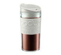 Bodum 11103-913S Mug de Voyage, Couvercle à Clapet, 0.35 L, Plastique, Blanc, Transparent, 8 cm, 8 x 8 x 17 cm