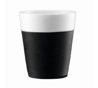 Bodum 11582-01 Bistro Set de 2 Mugs avec Bande Silicone Porcelaine Noir 0.30 L