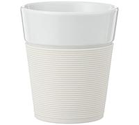 Bodum - 11582-913 - Bistro - Set de 2 Mugs en Porcelaine - 0,30 L - Bande Silicone Blanche, Blanc