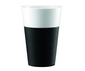 Bodum 11583-01 Bistro Set de 2 Mugs avec Bande Silicone Porcelaine Noir 0.60 L