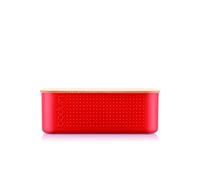 Bodum Boîte à pain Bistro 11740-04 – Petit modèle, couvercle bambou – Rouge