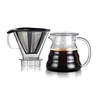 Bodum 11767-10-01S Cafetière Filtre Permanent à Fine Maille Inox, 0.6 L, avec Porte Filtre Tritan, Verre, Transparent, 15, 1 cm, 15, 1 x 12, 6 x 22, 7 cm