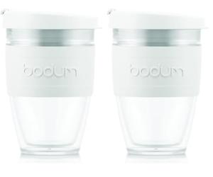 Bodum 11889-913S JOYCUP Mug à emporter double paroi, avec couvercle à vis, 0.25 l, plastique (Lot de 2)