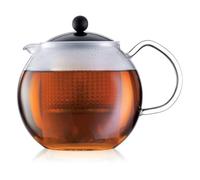 Bodum - 1830-01 - Assam - Théière à Piston en Verre - Filtre et Couvercle en Plastique - 1,0 L - Noir