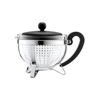 Bodum - 1975-01 - Chambord - Théière avec Filtre en Plastique - Transparent/Noir, 1 L