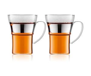 Bodum - 4553-16 - Assam - Set 2 Verres à Café - Anse en Inox Brillant - 0.35 L