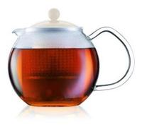 Bodum - 1823-913 - Assam - Thàƒ©iàƒ¨re à Piston en Verre - Filtre et Couvercle en Plastique - 0.5 L - Blanc