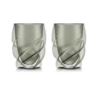 Bodum Double Walled Glasses pack of 2 PAVINA PARIS Transparent Grey - 270ml Cups - Dishwasher Safe Thermal Cup - Mouth-blown Borosilicate Glass