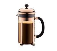 Bodum French Press Chambord - 1L / 8 Tasses Cuivre Cafetière - Verre Résistant & Filtre Inox - Sans BPA Passe au Lave-Vaisselle - Fabriquée au Portugal