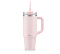 Bodum Gobelet de voyage avec paille, anse et couvercle rose poudré - 1,2 L