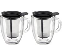 Bodum - K11239-01 - Yo-Yo - Set Mug Infuseur Individuel en Verre Trempé - Filtre Nylon - 35 cl - Noir (Lot de 2)