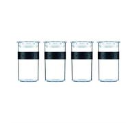 Bodum K11827-01SA Bocaux Conservation en Plastique avec Couvercle Hermétique Set de 4, Noir, 0,25 l
