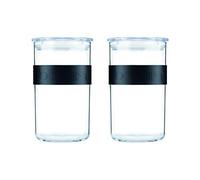 Bodum K11829-01SA Bocaux Conservation en Plastique avec Couvercle Hermétique Set de 2, Noir, 1 l