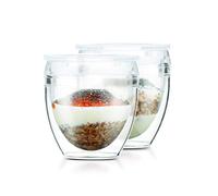 Bodum - Set 2 Gobelets Pavina To Go Double Paroi + Couvercle Hermã©Tique 20 Cl - Transparent