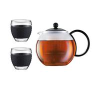 Théière à piston - BODUM - CHAMBORD SET - 1.0 l avec couvercle, anse, filtre plastique + 2 verres 0.35 l