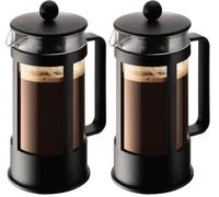 Bodum Kenya Cafetière à Piston - 350ml / 3 Tasses - Cafetière Manuelle en Verre Borosilicate et Inox - Passe au Lave-Vaisselle - Fabriquée au Portugal (Lot de 2)