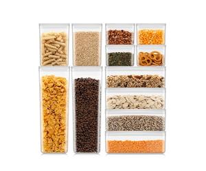 Bodum Lot de 12 bocaux de conservation avec couvercles CANTEEN - Sans BPA & passe au lave-vaisselle - Contenants alimentaires empilables et transparents