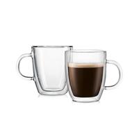 Bodum Lot de 2 tasses isothermes à double paroi Bistro, verre borosilicate haute chaleur, transparent