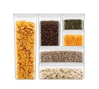 BODUM Lot de 6 bocaux de conservation avec couvercles CANTEEN - Sans BPA & passe au lave-vaisselle - Contenants alimentaires empilables et transparents