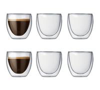 Tasses - Bodum - Set 6 Tasses 0,08L - Double Paroi - Verre Borosilicate - Orange