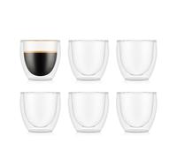 Tasses - Bodum - Set 6 Tasses 0,08L - Double Paroi - Verre Borosilicate - Orange