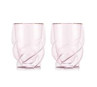 Bodum Double Walled Glasses pack of 2 PAVINA PARIS Transparent Pink - 270ml Cups - Dishwasher Safe Thermal Cup - Mouth-blown Borosilicate Glass
