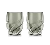 "BODUM PAVINA PARIS Verres à double paroi pack de 2 Gris transparent - Tasses de 270 ml - Tasse thermique lavable au lave-vaisselle - Verre borosilicaté soufflé à la bouche"