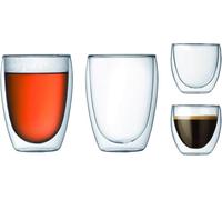 Bodum PAVINA Verres Double Paroi 4 pièces - Tasses Latte & Espresso 350ml et 80ml - Verre Thermique - Lave-Vaisselle