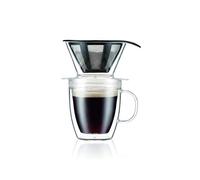 Bodum pour Over Coffee Dripper Set with Double Wall Mug and Permanent Filter, 12 Ounce, Clear