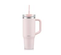 Bodum Travel Mug Tumbler 1,2 L Powder Pink - Bouteille en métal rose avec paille, poignée et couvercle - Passe au lave-vaisselle - Pour boissons froides et café chaud
