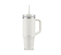 Bodum Travel Mug Tumbler 1,2 L Winter White - Bouteille en métal blanche avec paille, poignée et couvercle - Passe au lave-vaisselle - Pour boissons froides et café chaud
