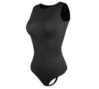 Body 2 pièces Sexy sans manches, col rond, vêtement sculptant, string for femmes, hauts d'entraînement de taille, Slim, contrôle du ventre, modelant le corps Pour Femme(Black,XL)